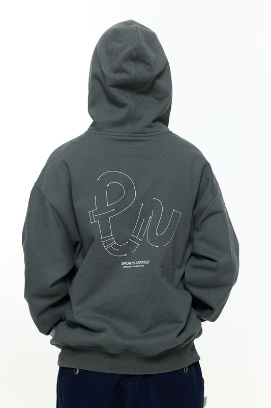 後ろプリントデザインフード付きスウェットPS15