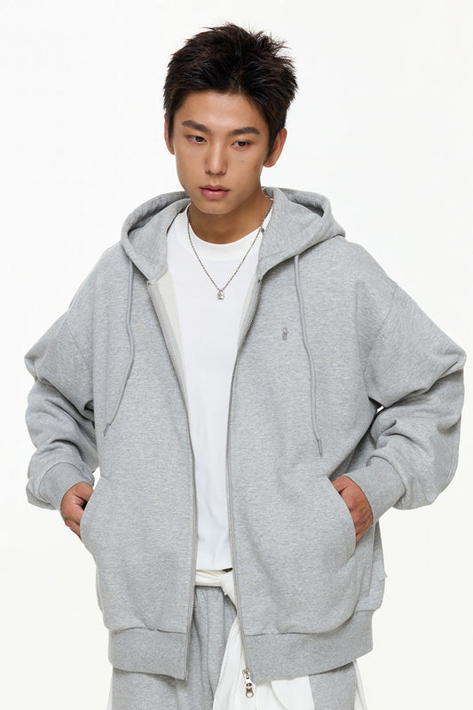 フラワー刺繍コットンジップフーディーPS13