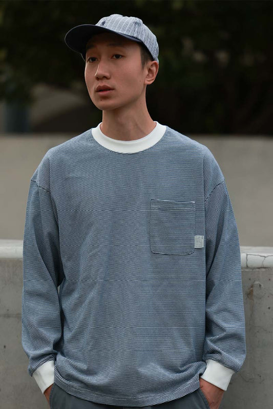 ファインストライプコットンTシャツPS8