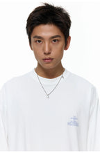 スローガンプリントグリッド柄長袖TシャツPS4