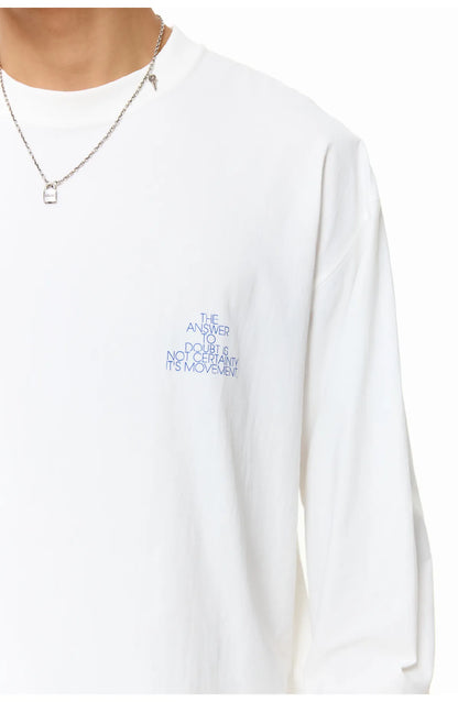 スローガンプリントグリッド柄長袖TシャツPS4