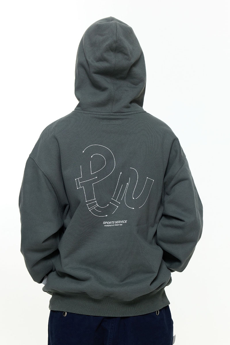 後ろプリントデザインフード付きスウェットPS15