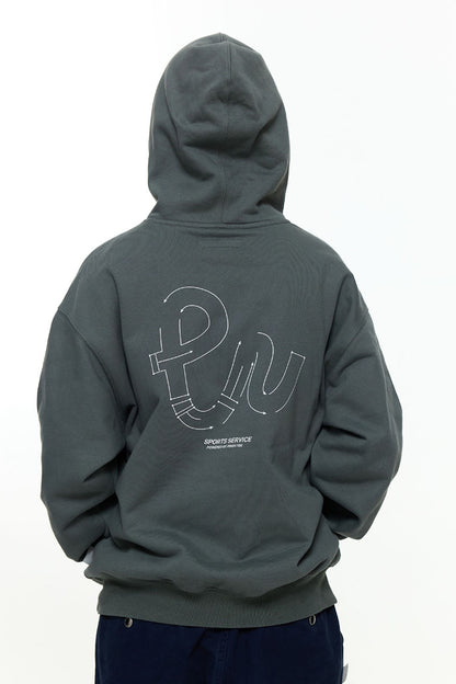 後ろプリントデザインフード付きスウェットPS15