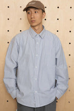 ブルー&ホワイトストライプ長袖シャツ PS7