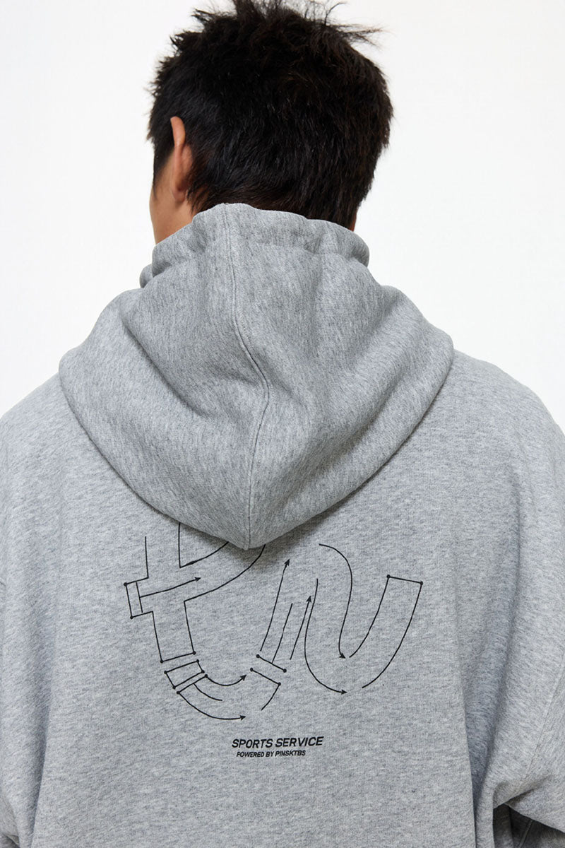 後ろプリントデザインフード付きスウェットPS15