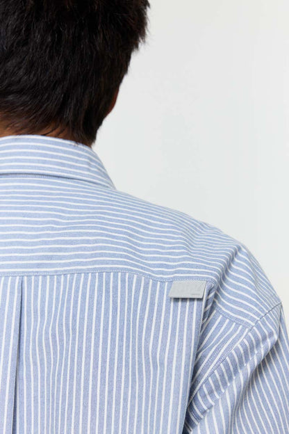 ブルー&ホワイトストライプ長袖シャツ PS7