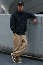 ウォッシュ加工ゆったり微テーパードパンツPS1