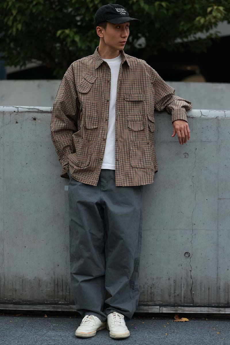 ウォッシュ加工ゆったり微テーパードパンツPS1