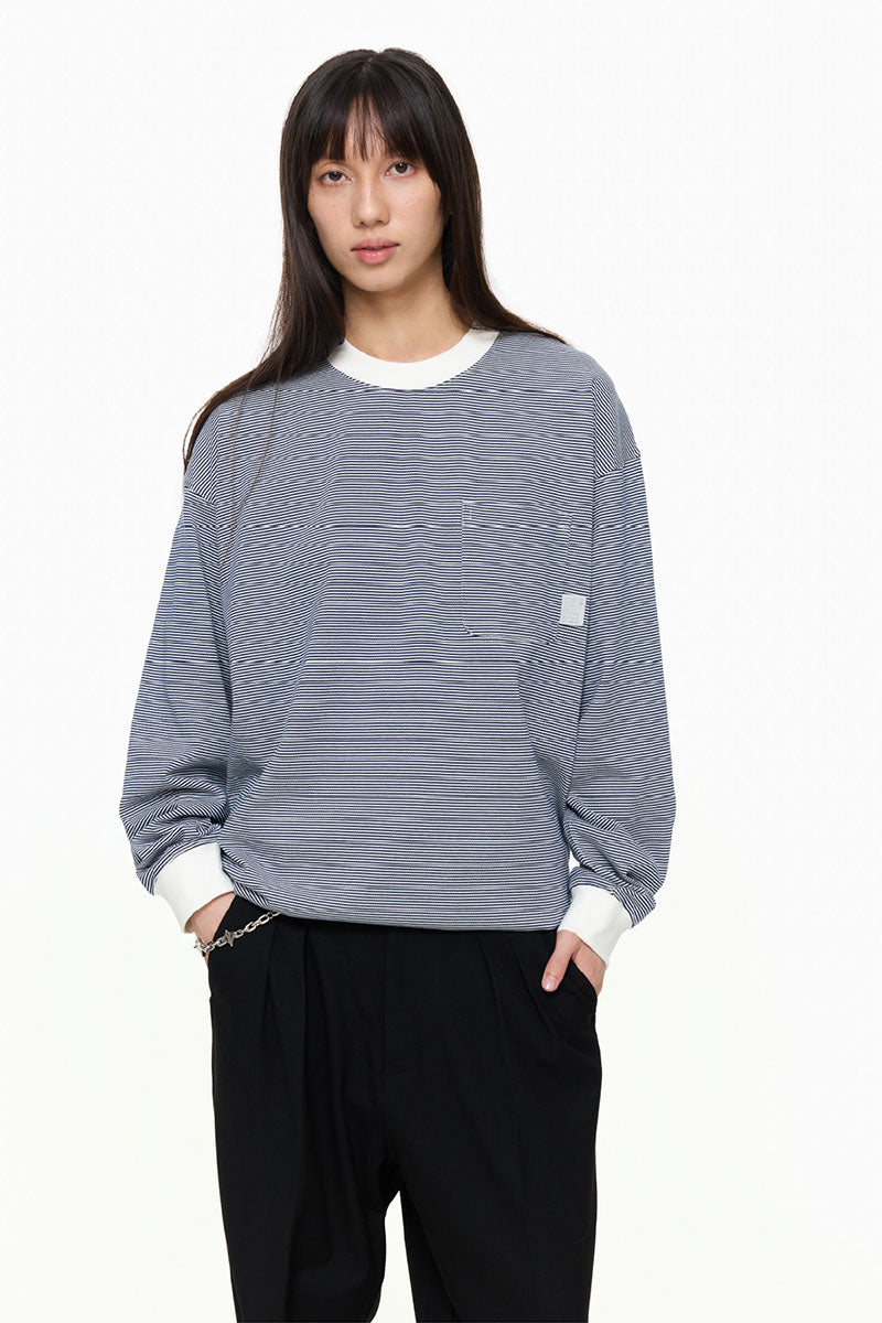 ファインストライプコットンTシャツPS8