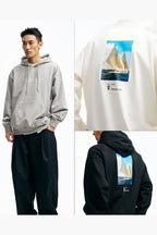 PINSKTBSヨットプリントデザインヘビーウェイトパーカーPS29