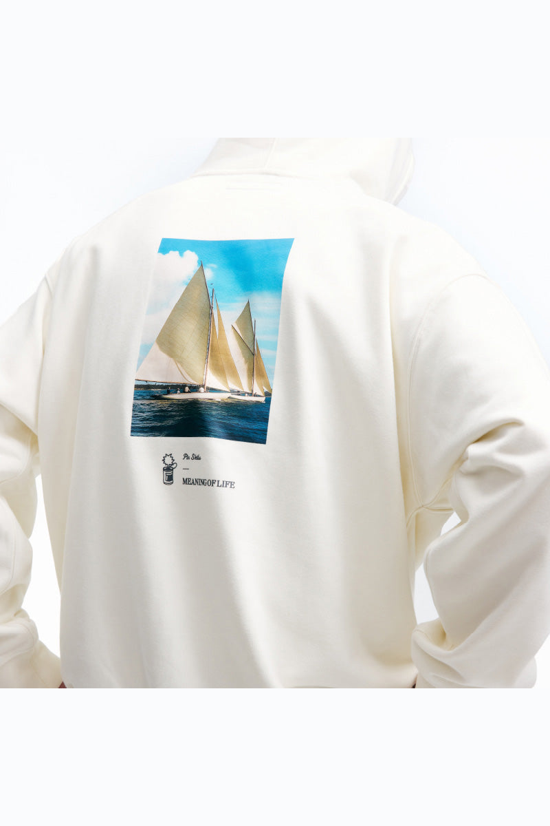 PINSKTBSヨットプリントデザインヘビーウェイトパーカーPS29