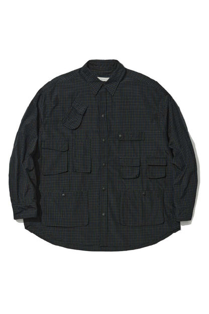 マッチポッケ付きチェック柄 長袖シャツPS6