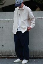 ウォッシュ加工ゆったり微テーパードパンツPS1