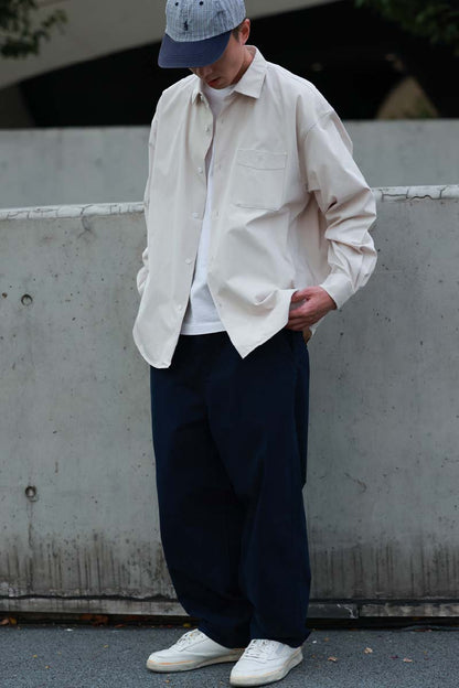 ウォッシュ加工ゆったり微テーパードパンツPS1