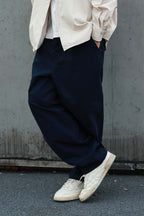 ウォッシュ加工ゆったり微テーパードパンツPS1