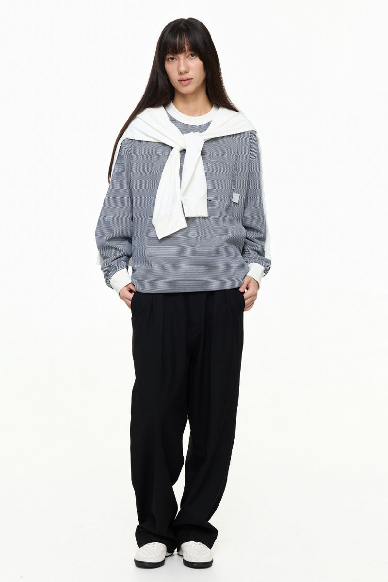 ファインストライプコットンTシャツPS8