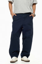 ウォッシュ加工ゆったり微テーパードパンツPS1