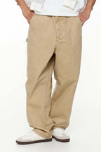 ウォッシュ加工ゆったり微テーパードパンツPS1