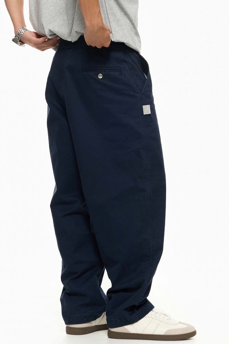 ウォッシュ加工ゆったり微テーパードパンツPS1