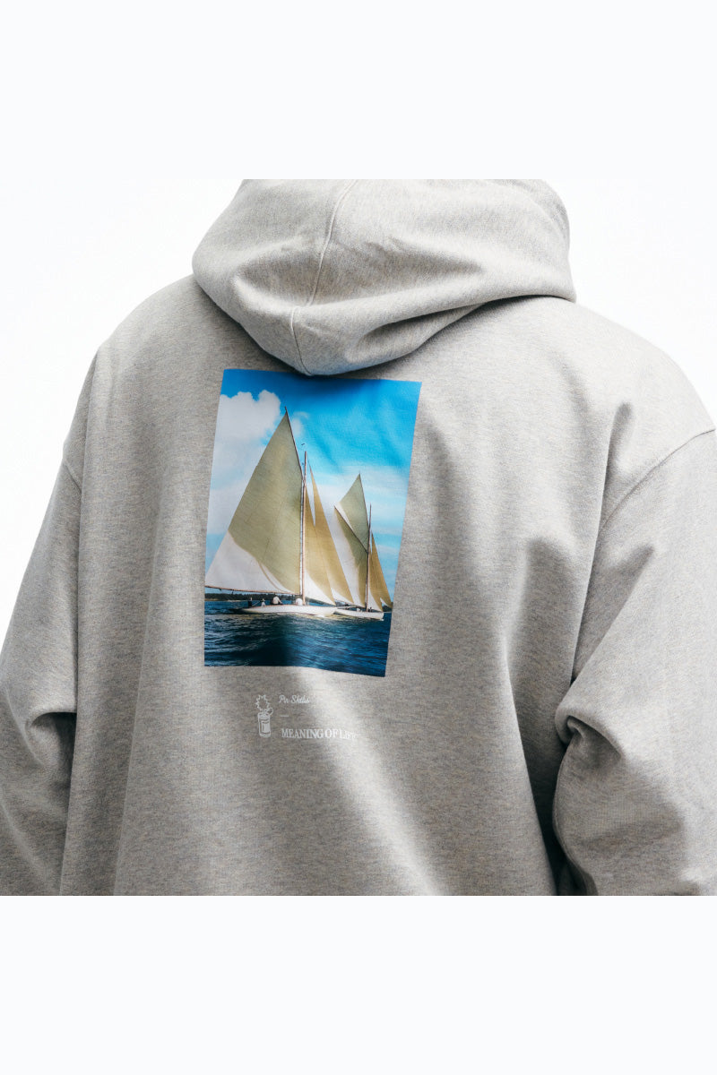 PINSKTBSヨットプリントデザインヘビーウェイトパーカーPS29