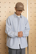 ブルー&ホワイトストライプ長袖シャツ PS7