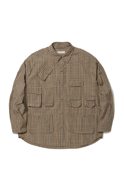 マッチポッケ付きチェック柄 長袖シャツPS6