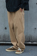 ウォッシュ加工ゆったり微テーパードパンツPS1