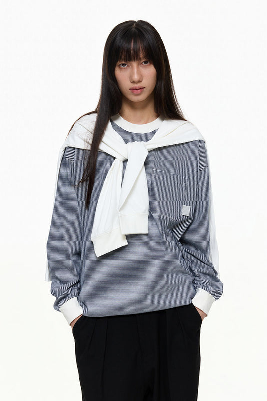 ファインストライプコットンTシャツPS8