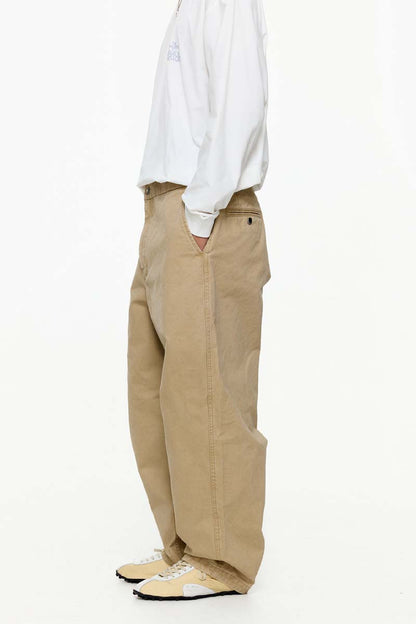 ウォッシュ加工ゆったり微テーパードパンツPS1