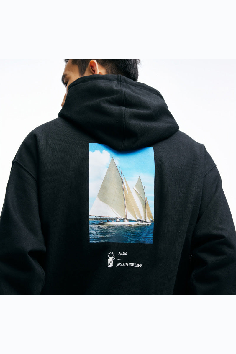 PINSKTBSヨットプリントデザインヘビーウェイトパーカーPS29