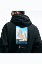 PINSKTBSヨットプリントデザインヘビーウェイトパーカーPS29