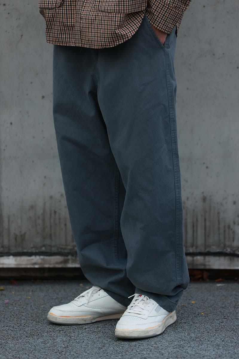 ウォッシュ加工ゆったり微テーパードパンツPS1