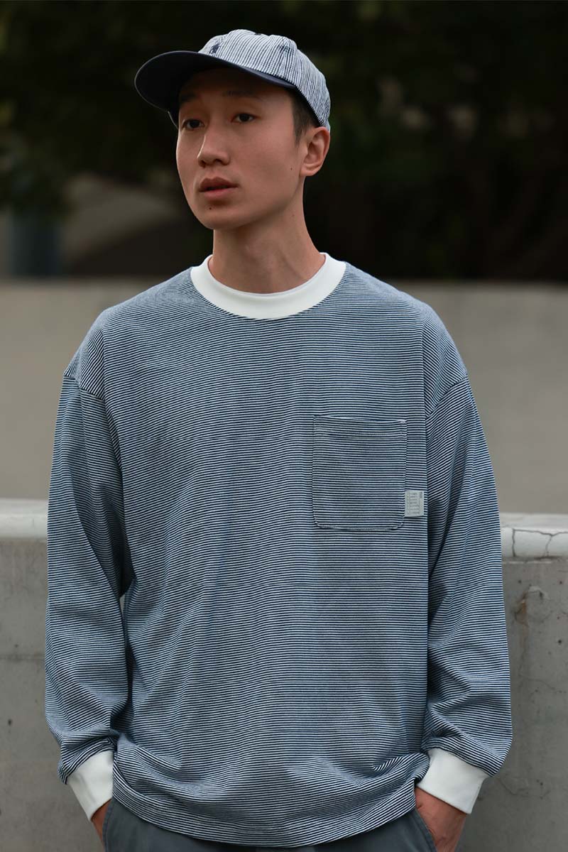 ファインストライプコットンTシャツPS8