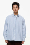 ブルー&ホワイトストライプ長袖シャツ PS7