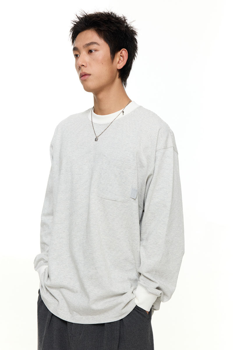 ファインストライプコットンTシャツPS8