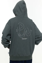 後ろプリントデザインフード付きスウェットPS15