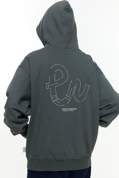 後ろプリントデザインフード付きスウェットPS15